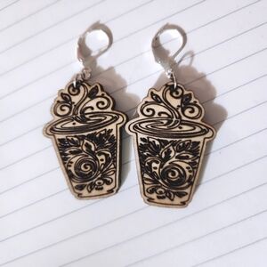 Coffee latte wood earrings